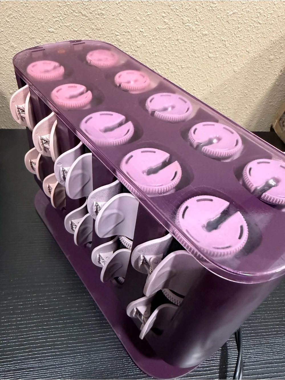 Remington Purple and Pink Hot Roller Storage Rack